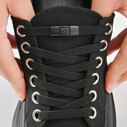 8mm No-Tie Elastic Shoe Laces – Press Lock Flat Shoelaces for Kids & Adults