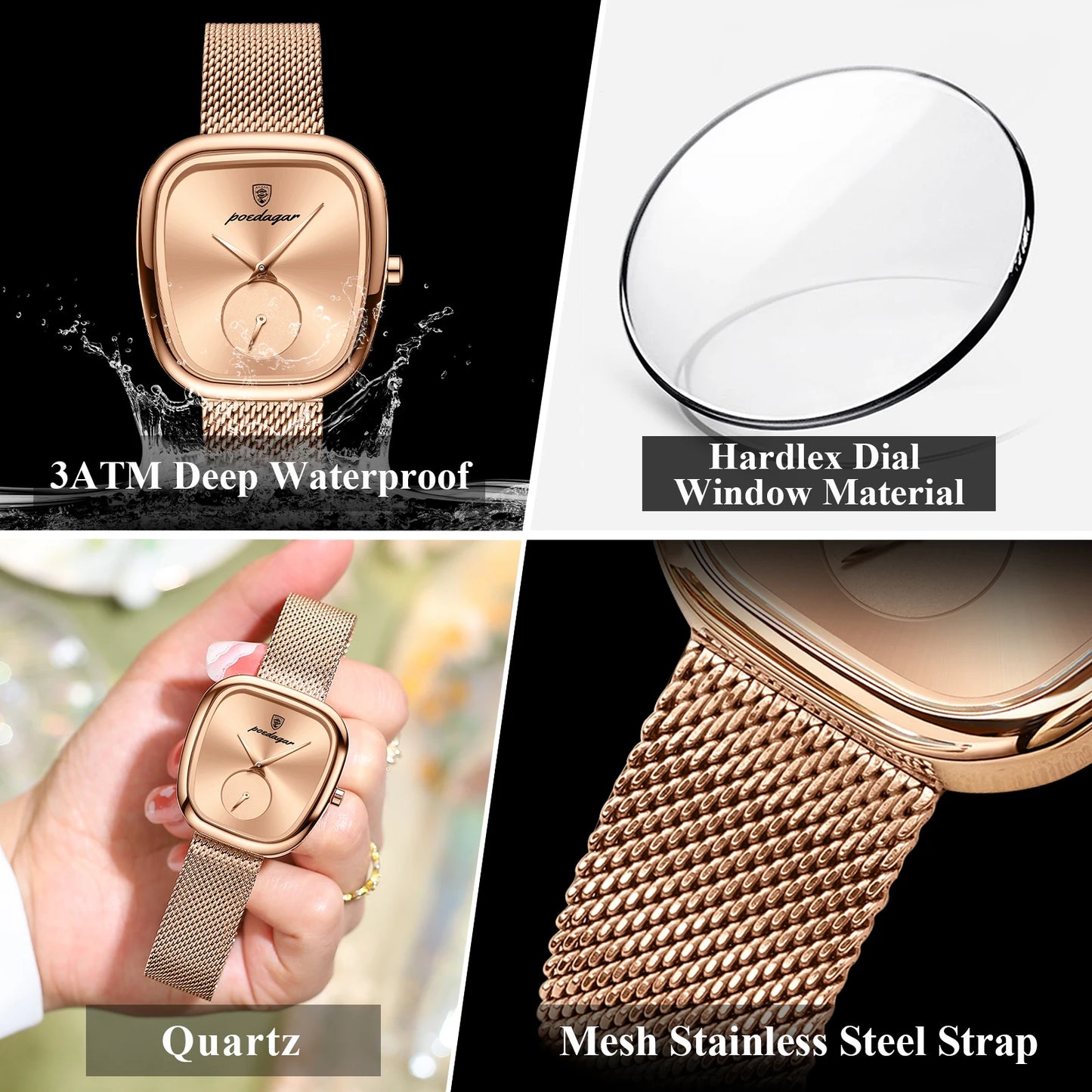 Luxury Women’s Watch – Elegant Waterproof Mesh Stainless Steel Quartz Watch for Ladies