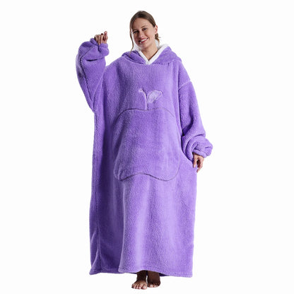 Women’s Oversized Wearable Blanket Hoodie – Winter Warm Thick Pajama with Sleeves