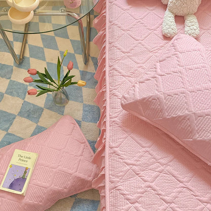 Super Nordic Thick and Warm Fitted Sheet with Elastic Bands & Princess Waterproof Bed Skirt – Pink Mattress Covers