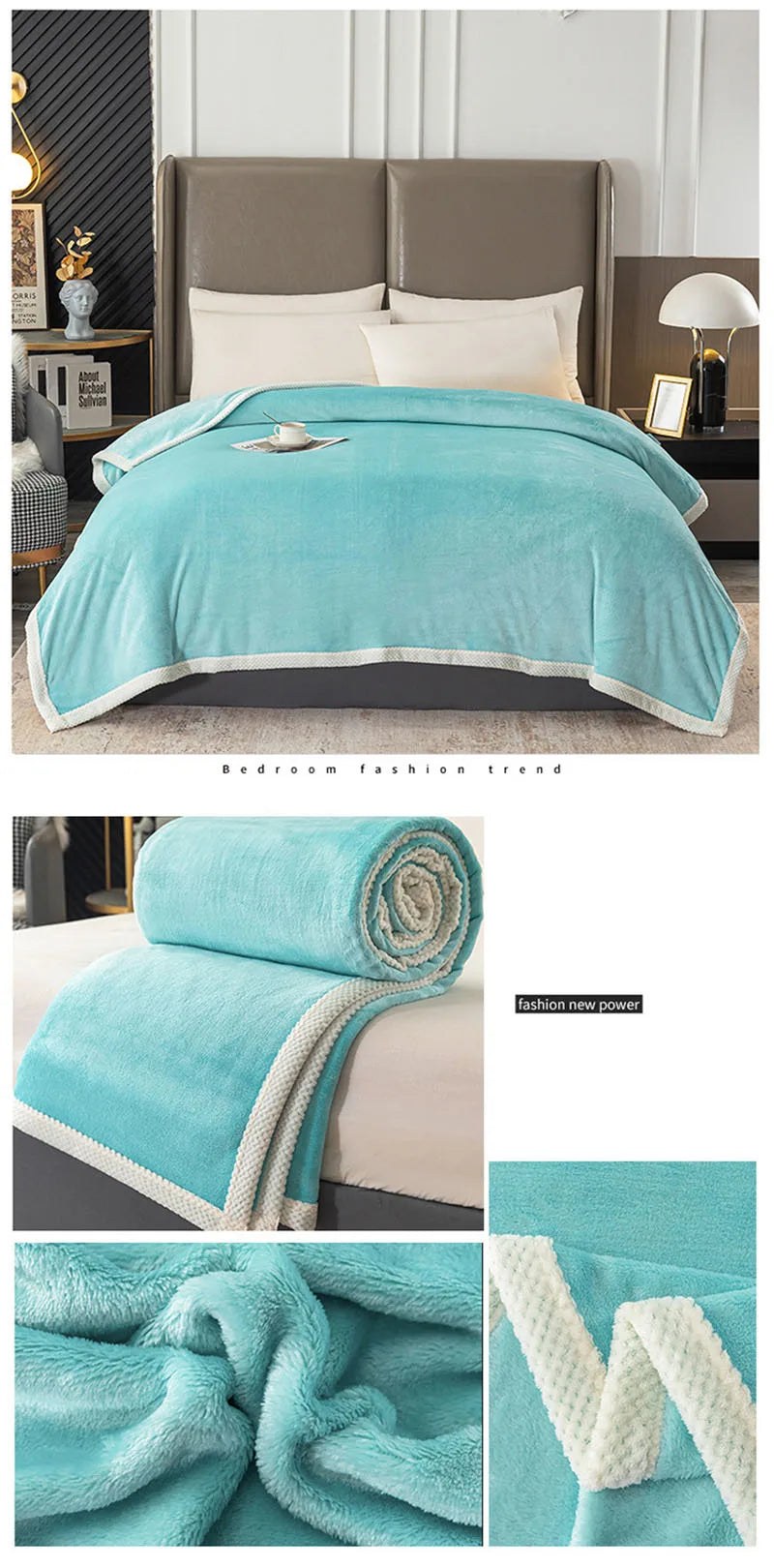Double-Sided Thick Milk Velvet Blanket – Soft Flannel Quilt for All Seasons & Travel