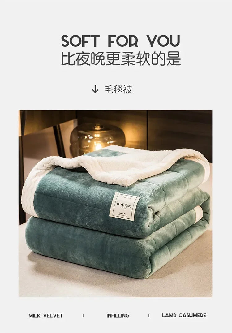 Winter Warm Blankets for Bed – 3 Layers Thick Flannel Quilt | Soft & Comfortable Bedding