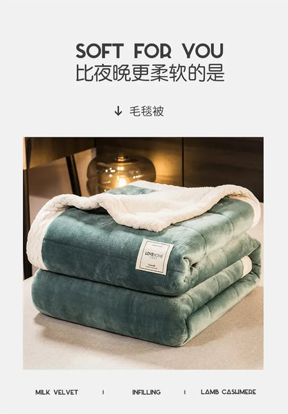 Winter Warm Blankets for Bed – 3 Layers Thick Flannel Quilt | Soft & Comfortable Bedding