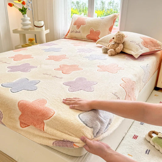 Flannel Bedsheet – Winter Fitted Sheet, Warm Simple Style Bed Linen, 120/150/180cm (No Pillowcase)
