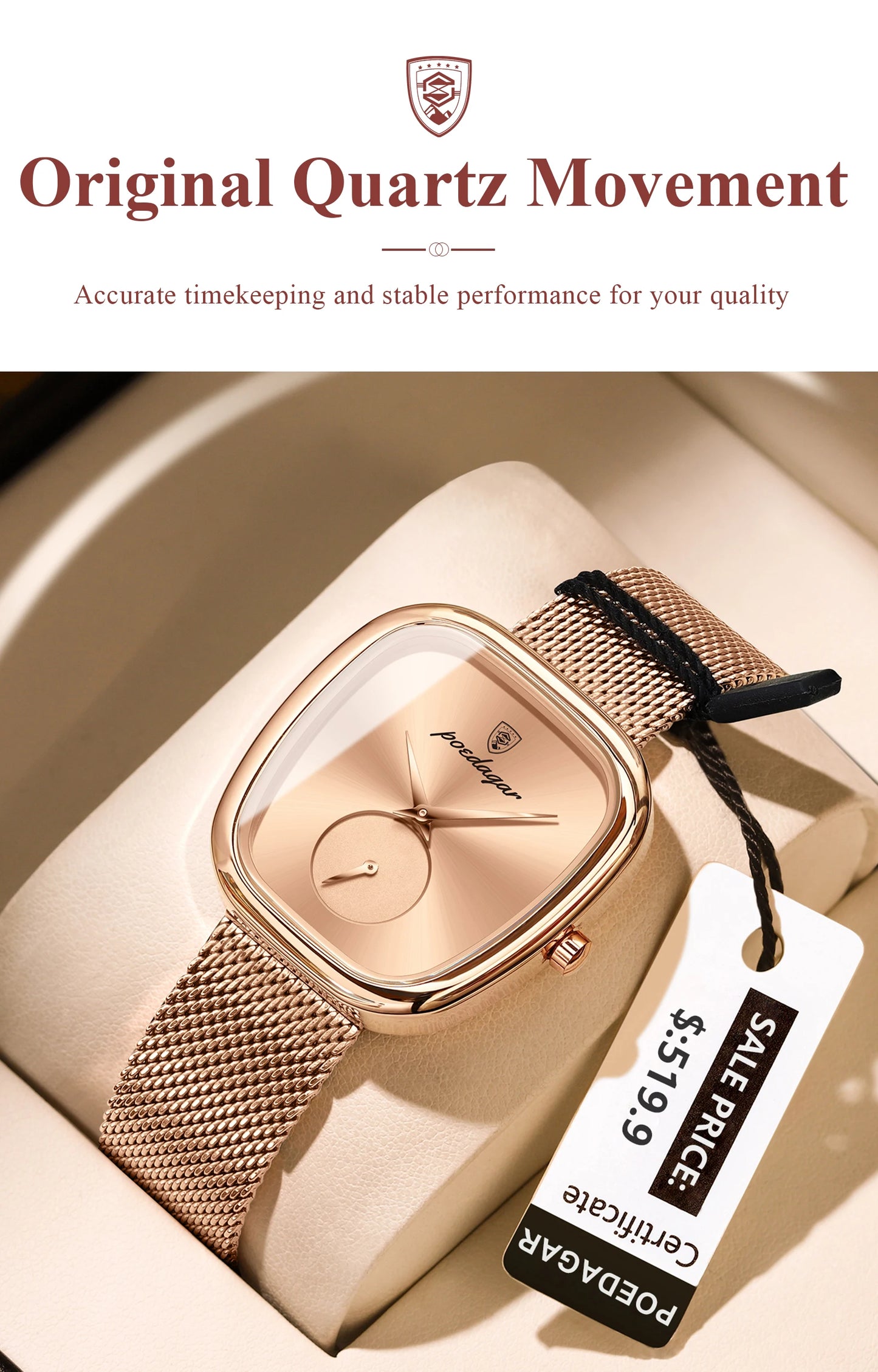 Luxury Women’s Watch – Elegant Waterproof Mesh Stainless Steel Quartz Watch for Ladies