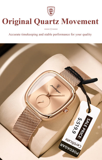 Luxury Women’s Watch – Elegant Waterproof Mesh Stainless Steel Quartz Watch for Ladies