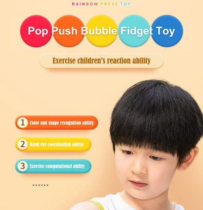 Rainbow Pop Push Bubble Fidget Toy – Stress Relief Sensory Toy for Kids & Adults