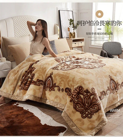 European Style Warm Raschel Blanket – Thickened Weighted Winter Comforter & Double-Sided Duvet
