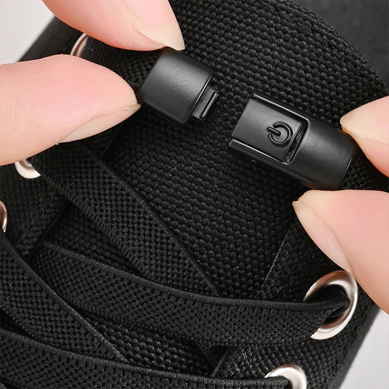 8mm No-Tie Elastic Shoe Laces – Press Lock Flat Shoelaces for Kids & Adults