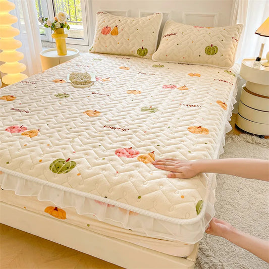 Fitted Sheet Winter Thickened Padded Three-Piece Set – Non-Slip Mattress Protective Cover