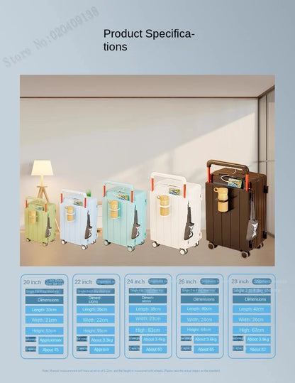 Multifunctional Trolley Luggage – Large Capacity Boarding Suitcase 20/22/24/26/28 Inch