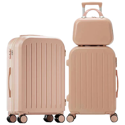 3PCS Suitcase Set – 12", 20", 24" Large Capacity Trolley Cases with USB Port, Cup Holder & Roller Lock for Travel & Business