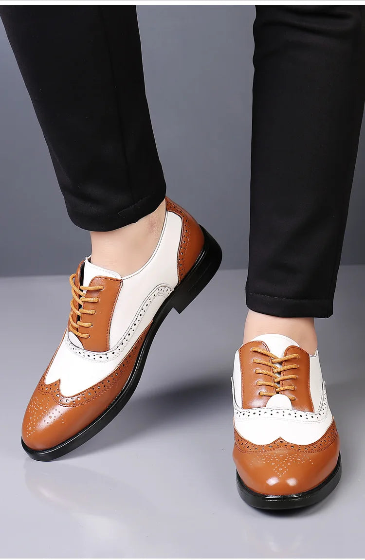 Italian Men’s Oxford Dress Shoes – Elegant Classic Brogue Formal Shoes for Business & Fashion (Zapatos Formales De Hombre)