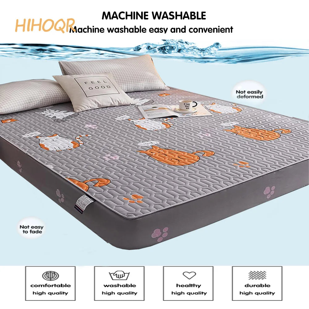 Waterproof Thickened Mattress Pad Protector – Skin-Friendly Durable Fitted Bed Sheet Cover, Latex Mat Cover (120x200 / 150x200 / 180x200)