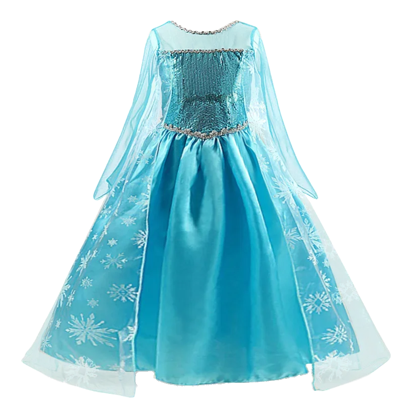 Girls Elsa Princess Dress – Frozen Snow Queen Costume for Kids 2025 Carnival & Party