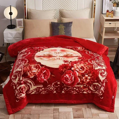 European Style Warm Raschel Blanket – Thickened Weighted Winter Comforter & Double-Sided Duvet