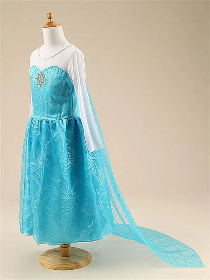 Girls Elsa Princess Dress – Frozen Snow Queen Costume for Kids 2025 Carnival & Party