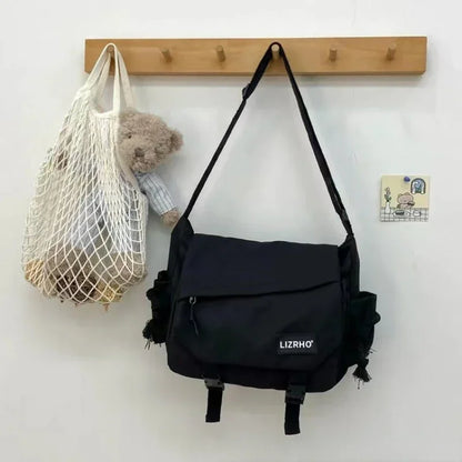 Japanese & Korean Style Single Shoulder Handbag – Retro Large Capacity School Postman Bag for Girls