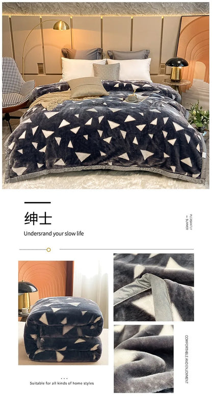 Winter Double Layer Raschel Blanket – Thick Warm Heavy Fluffy Fleece Quilt 150x200cm