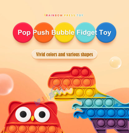 Rainbow Pop Push Bubble Fidget Toy – Stress Relief Sensory Toy for Kids & Adults