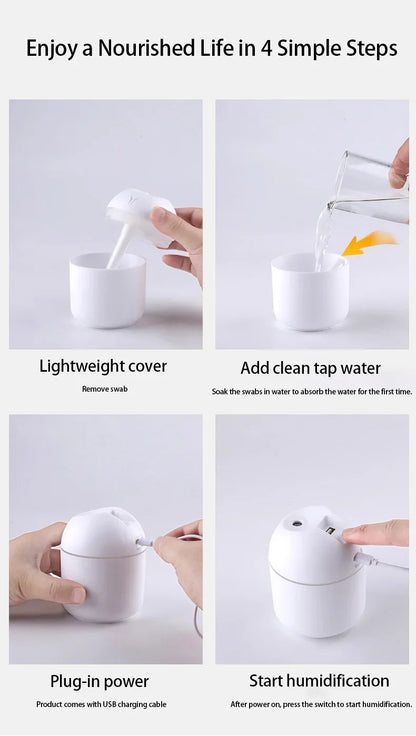 Mini Portable USB Air Humidifier – Silent Aroma Diffuser & Hydrating Atomizer for Home, Office & Travel