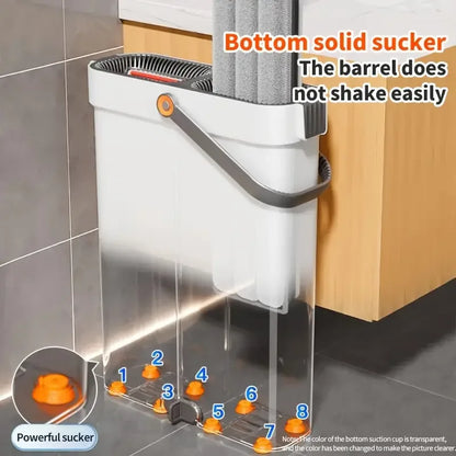 Spin Flat Mop With Bucket Set 40cm | Hands-Free Floor Cleaner with Automatic Water Separation & Microfiber Pads