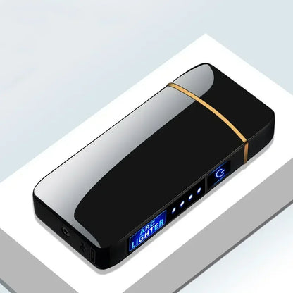 2025 Electric Windproof Metal Lighter Double Arc Flameless Plasma Rechargeable USB Lighter LED Power Display Touch Lighters Gift