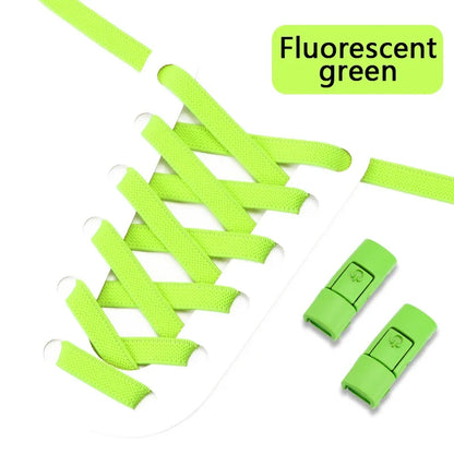 Elastic No-Tie Shoe Laces with Press Lock – 8MM Flat Shoelaces for Sneakers, Kids & Adults