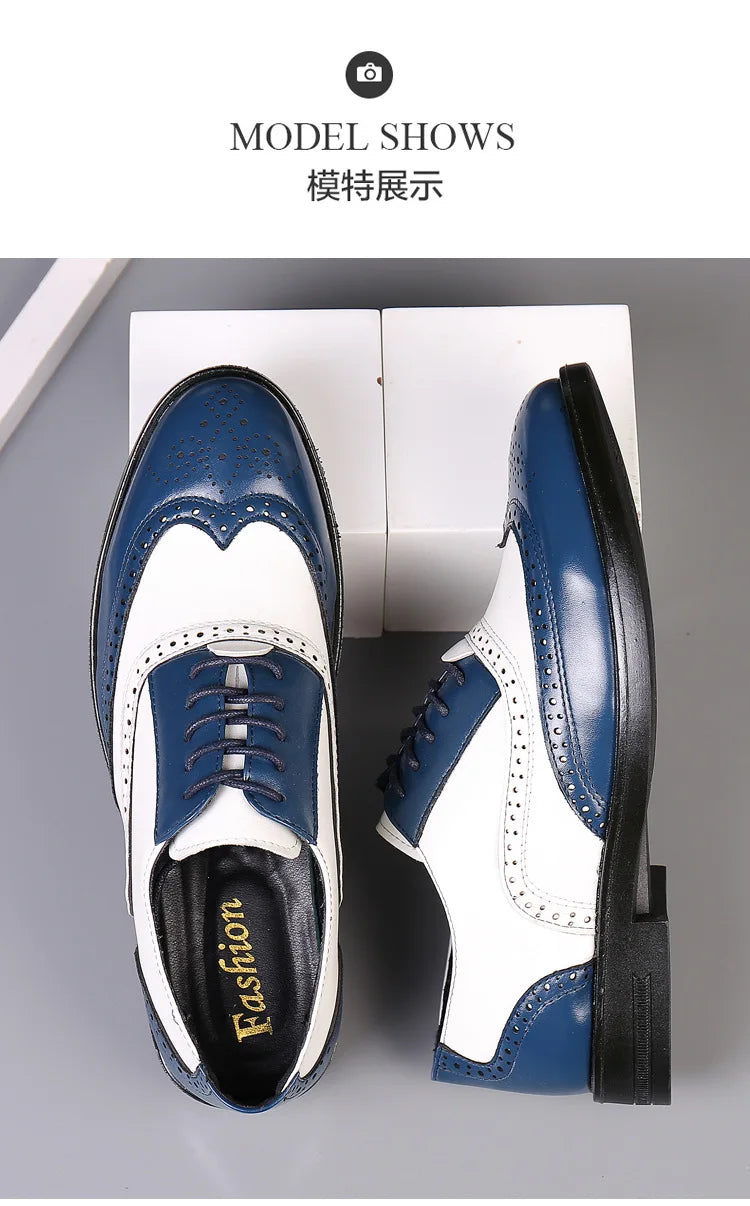 Italian Men’s Oxford Dress Shoes – Elegant Classic Brogue Formal Shoes for Business & Fashion (Zapatos Formales De Hombre)