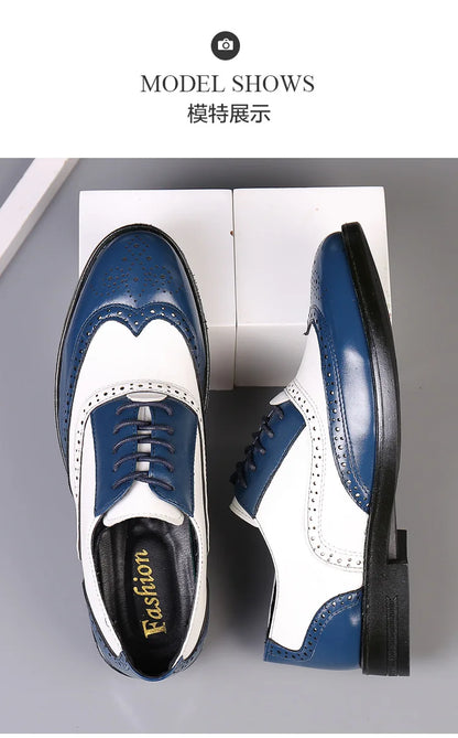 Italian Men’s Oxford Dress Shoes – Elegant Classic Brogue Formal Shoes for Business & Fashion (Zapatos Formales De Hombre)
