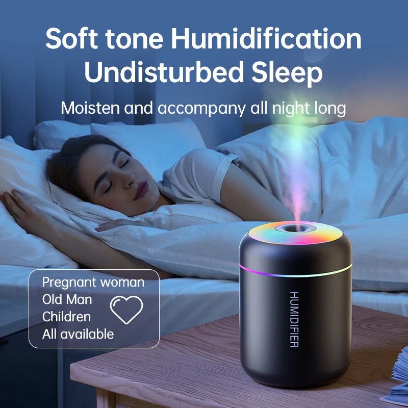 Mini USB Air Humidifier & Aroma Diffuser – Essential Oil Mist Maker with LED Light for Car & Home
