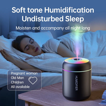 Mini USB Air Humidifier & Aroma Diffuser – Essential Oil Mist Maker with LED Light for Car & Home