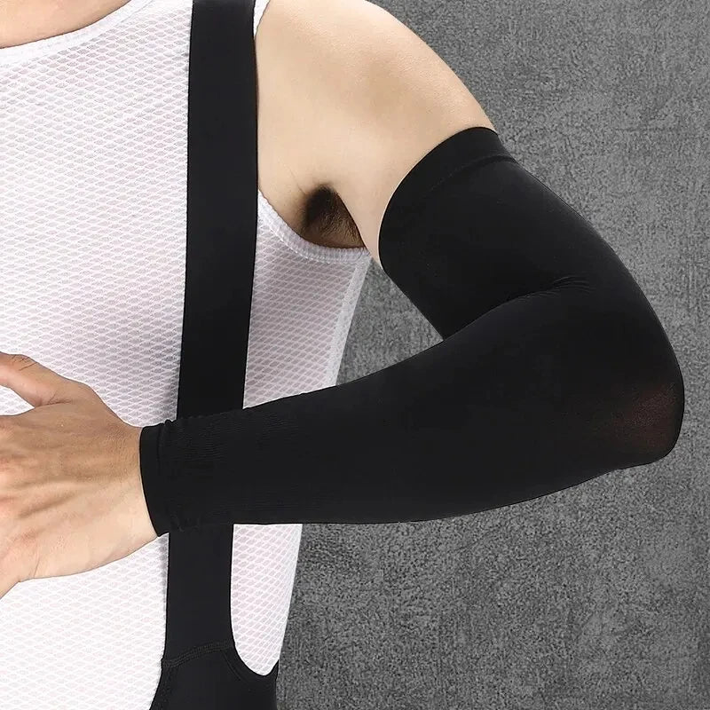 Ice Silk Sports Arm Sleeves – UV Protection Cooling Sleeves for Cycling, Running, Gym & Outdoor Travel