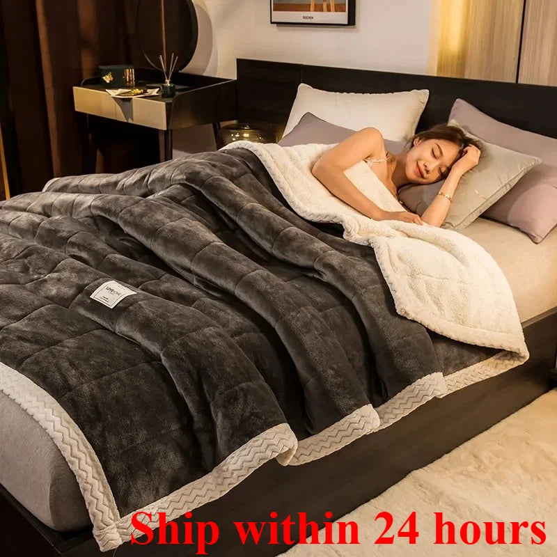 Winter Warm Blankets for Bed – 3 Layers Thick Flannel Quilt | Soft & Comfortable Bedding