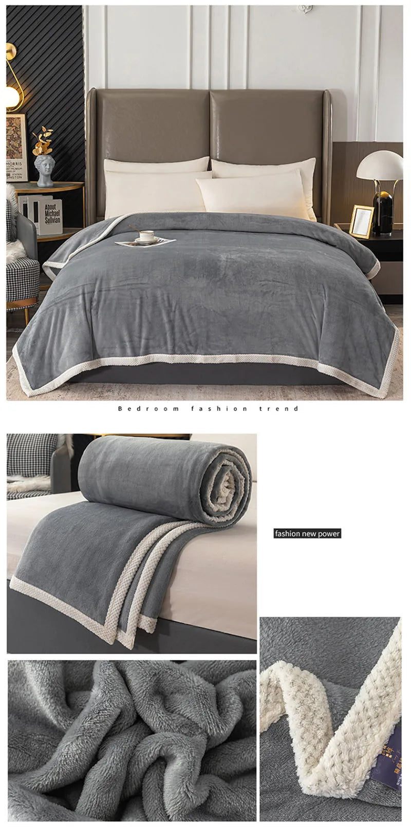 Double-Sided Thick Milk Velvet Blanket – Soft Flannel Quilt for All Seasons & Travel