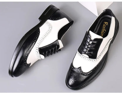 Italian Men’s Oxford Dress Shoes – Elegant Classic Brogue Formal Shoes for Business & Fashion (Zapatos Formales De Hombre)