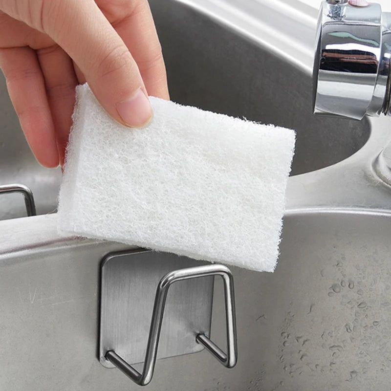Stainless Steel Sink Sponge Rack – Wall-Mounted Draining Holder for Kitchen