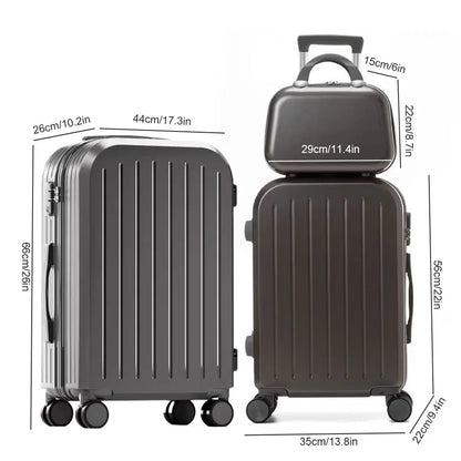 3PCS Suitcase Set – 12", 20", 24" Large Capacity Trolley Cases with USB Port, Cup Holder & Roller Lock for Travel & Business