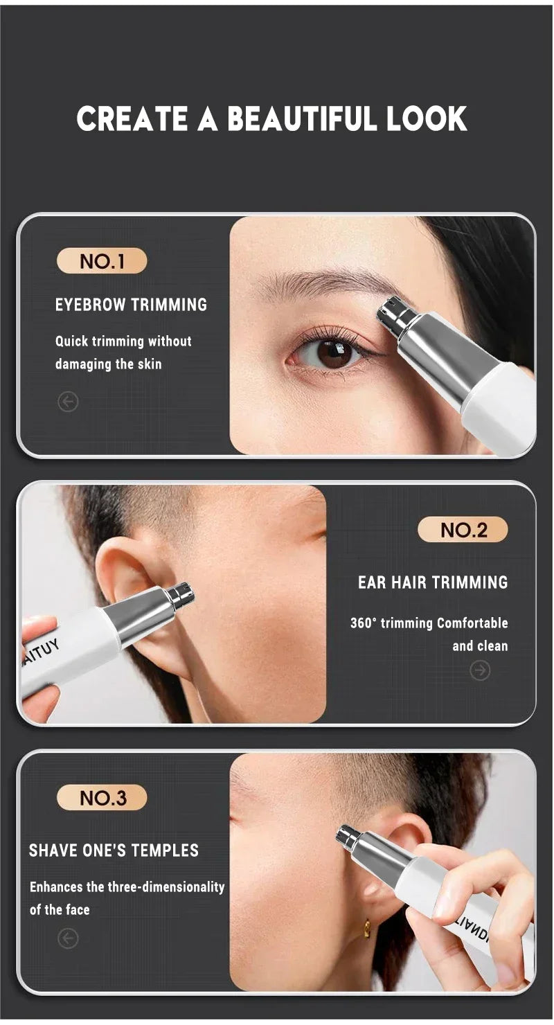 Electric Ear & Nose Hair Trimmer – Portable Painless Groomer for Men