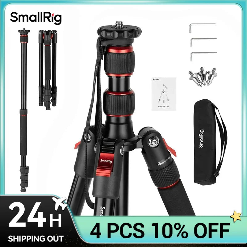 SmallRig T-10 Aluminum Tripod 3983 | Compact Lightweight Foldable Tripod for Camera & Smartphone | 15KG Load Capacity