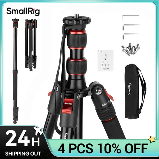 SmallRig T-10 Aluminum Tripod 3983 | Compact Lightweight Foldable Tripod for Camera & Smartphone | 15KG Load Capacity