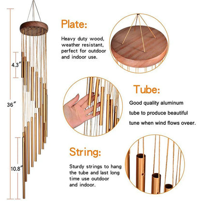 Aluminum Wind Chimes with Hook – Gold & Silver Tubes for Outdoor, Memorial, or Gift Decor
