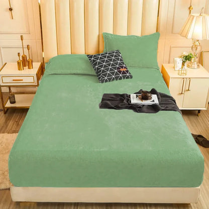 WOSTAR Winter Warm Plush Fitted Sheet | Elastic Mattress Cover | Fluffy Flannel Bed Linen | Couple Luxury Double Bed Bedding 160x200