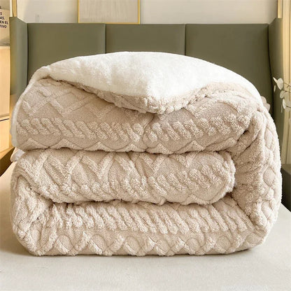 Warm Winter Super Thick Blanket Quilt – Artificial Lamb Cashmere Weighted Comforter for Bed