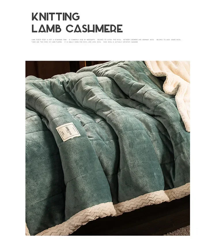 Winter Warm Blankets for Bed – 3 Layers Thick Flannel Quilt | Soft & Comfortable Bedding