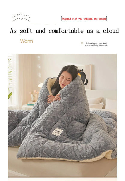 Super Thick Winter Warm Blanket – Artificial Lamb Cashmere Weighted Quilt Comforter for Bed