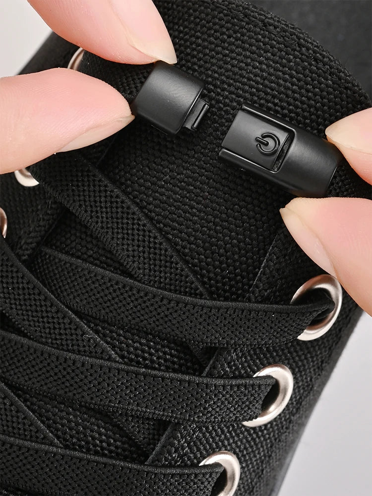 8mm No-Tie Elastic Shoe Laces – Press Lock Flat Shoelaces for Kids & Adults