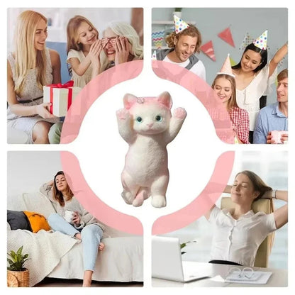 Realistic Fluffy Cat Stress Relieving Toy – Simulation Cat Doll Squeeze Gift for Kids & Adults