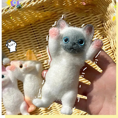Realistic Fluffy Cat Stress Relieving Toy – Simulation Cat Doll Squeeze Gift for Kids & Adults