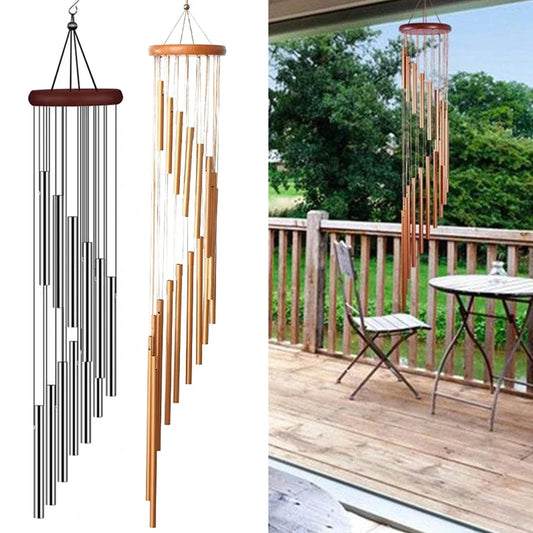 Aluminum Wind Chimes with Hook – Gold & Silver Tubes for Outdoor, Memorial, or Gift Decor